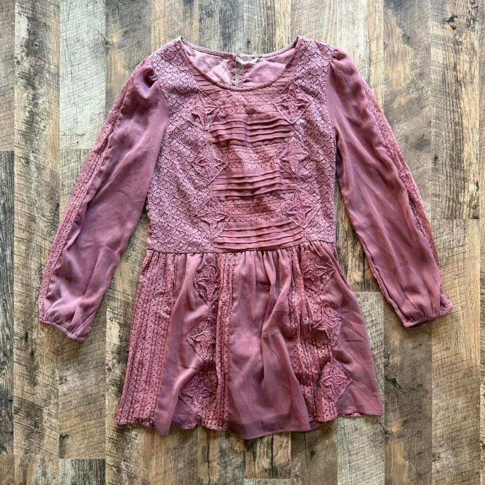Free People boho lace long sleeve Dress